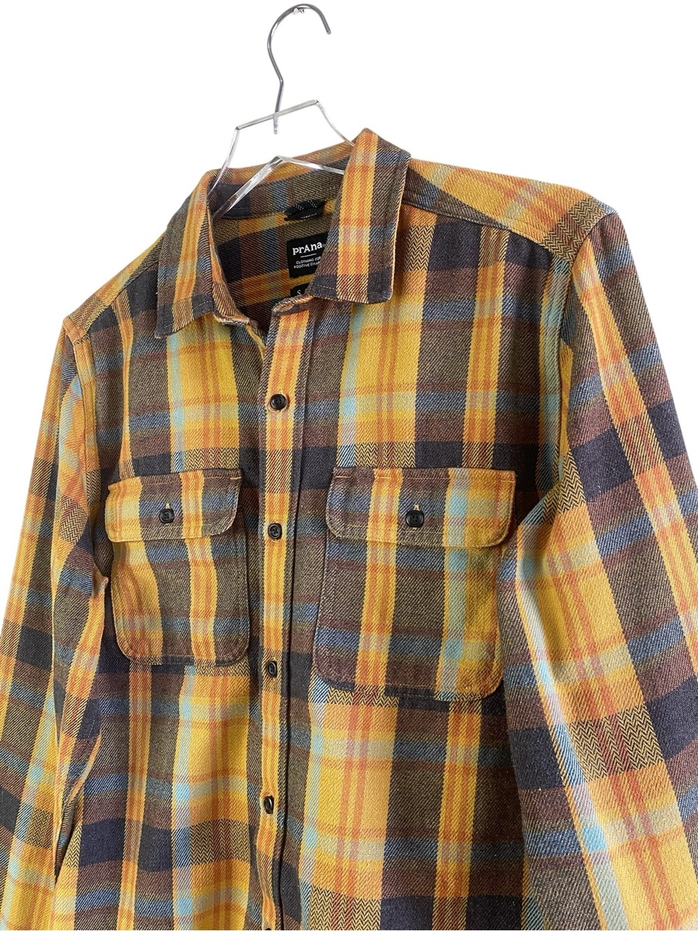 PrAna Westbrook Flannel Shirt Color Sunray Plaid Size S - Picture 3 of 6